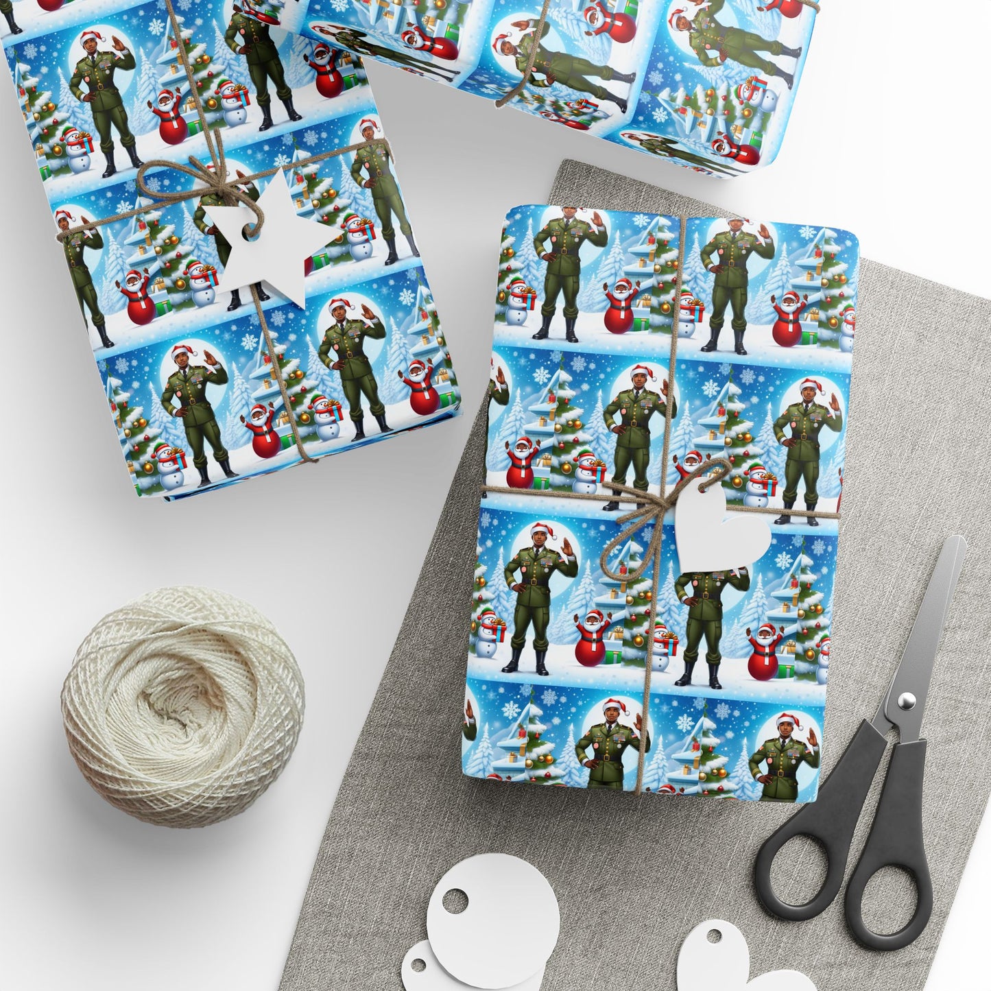 Military Man Wrapping Papers