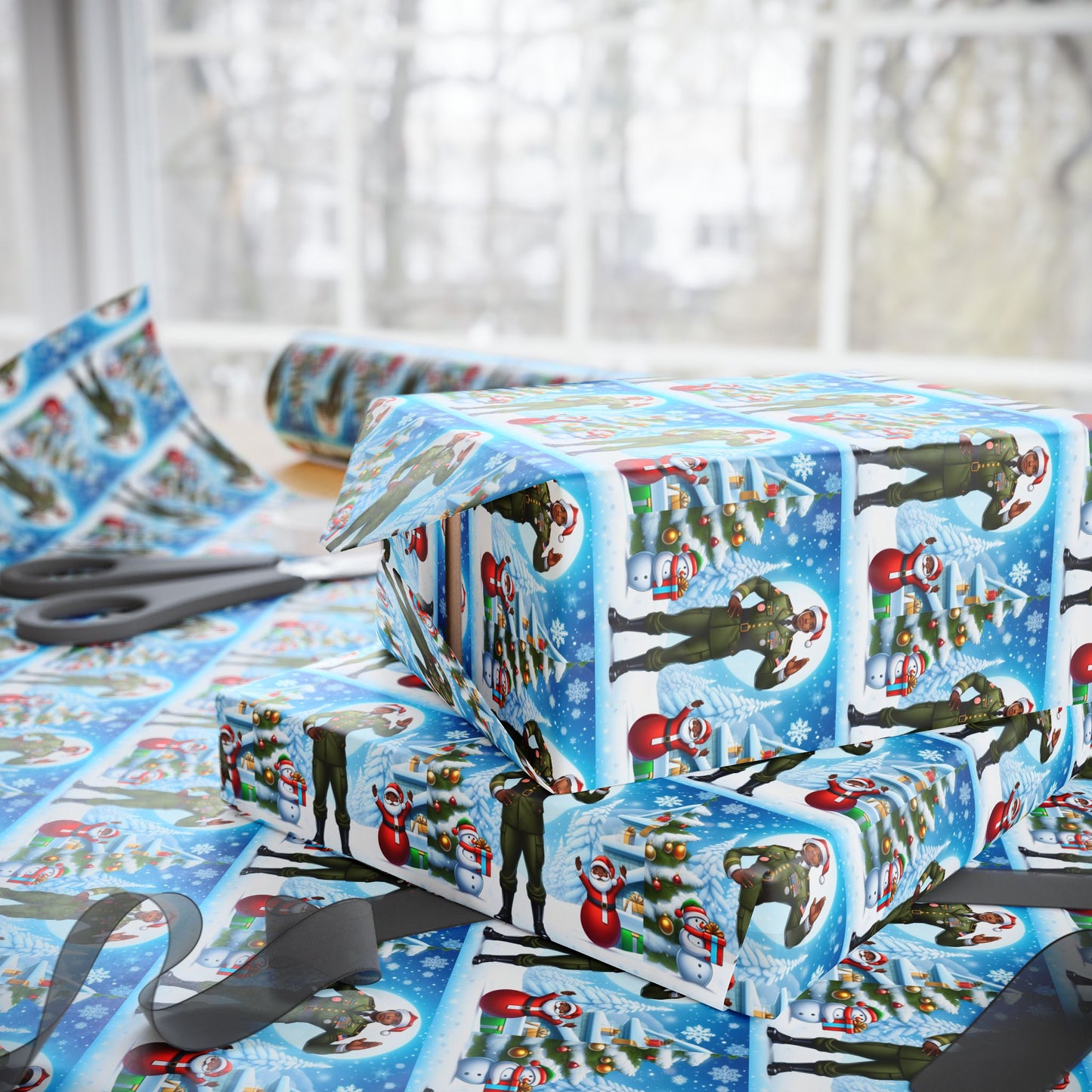 Military Man Wrapping Papers