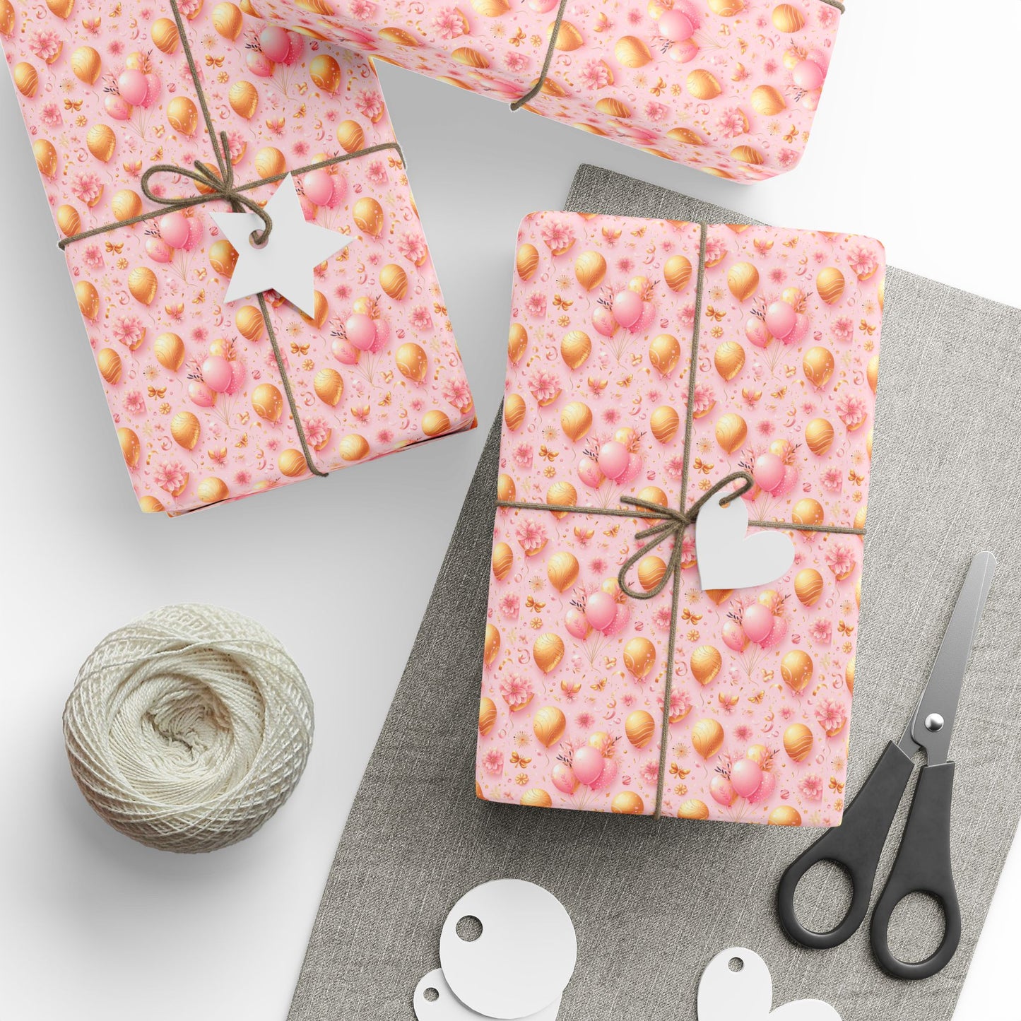 Pink and Gold Balloon Wrapping Papers