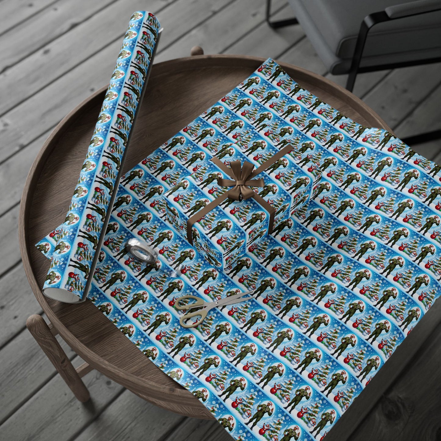 Military Man Wrapping Papers