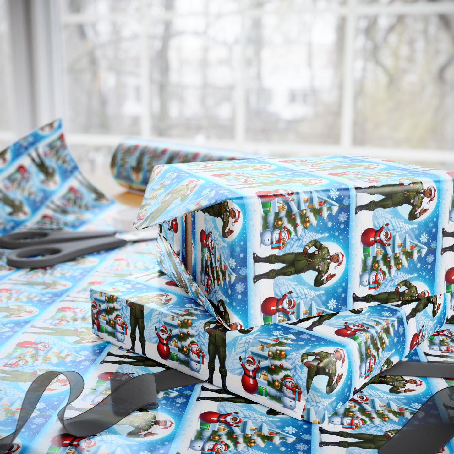 Military Man Wrapping Papers