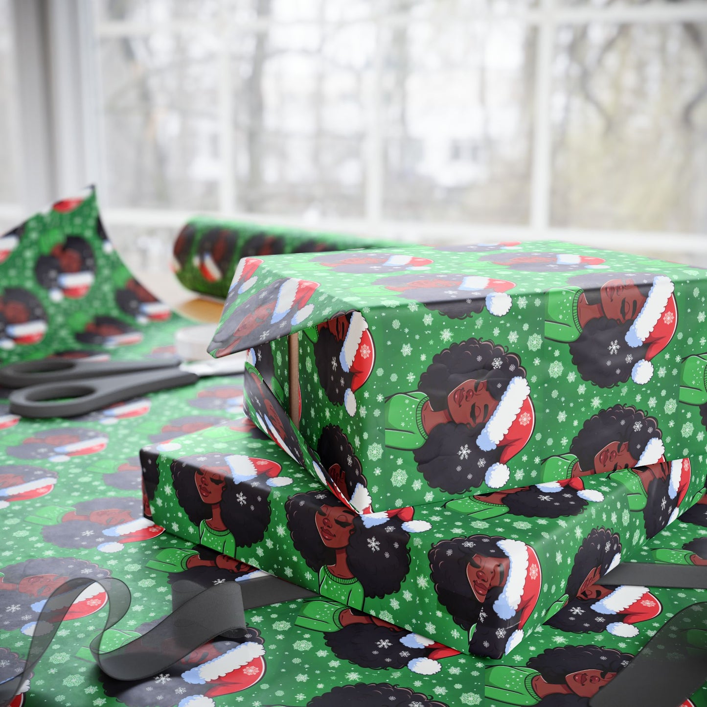 Woman Wrapping Papers