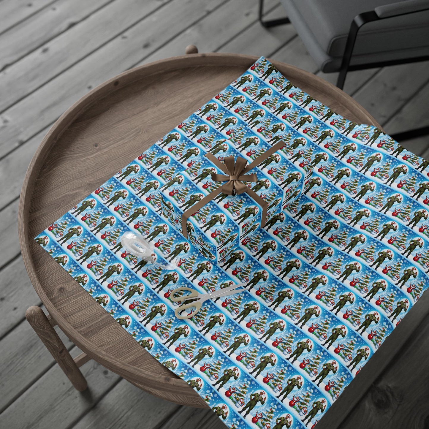 Military Man Wrapping Papers