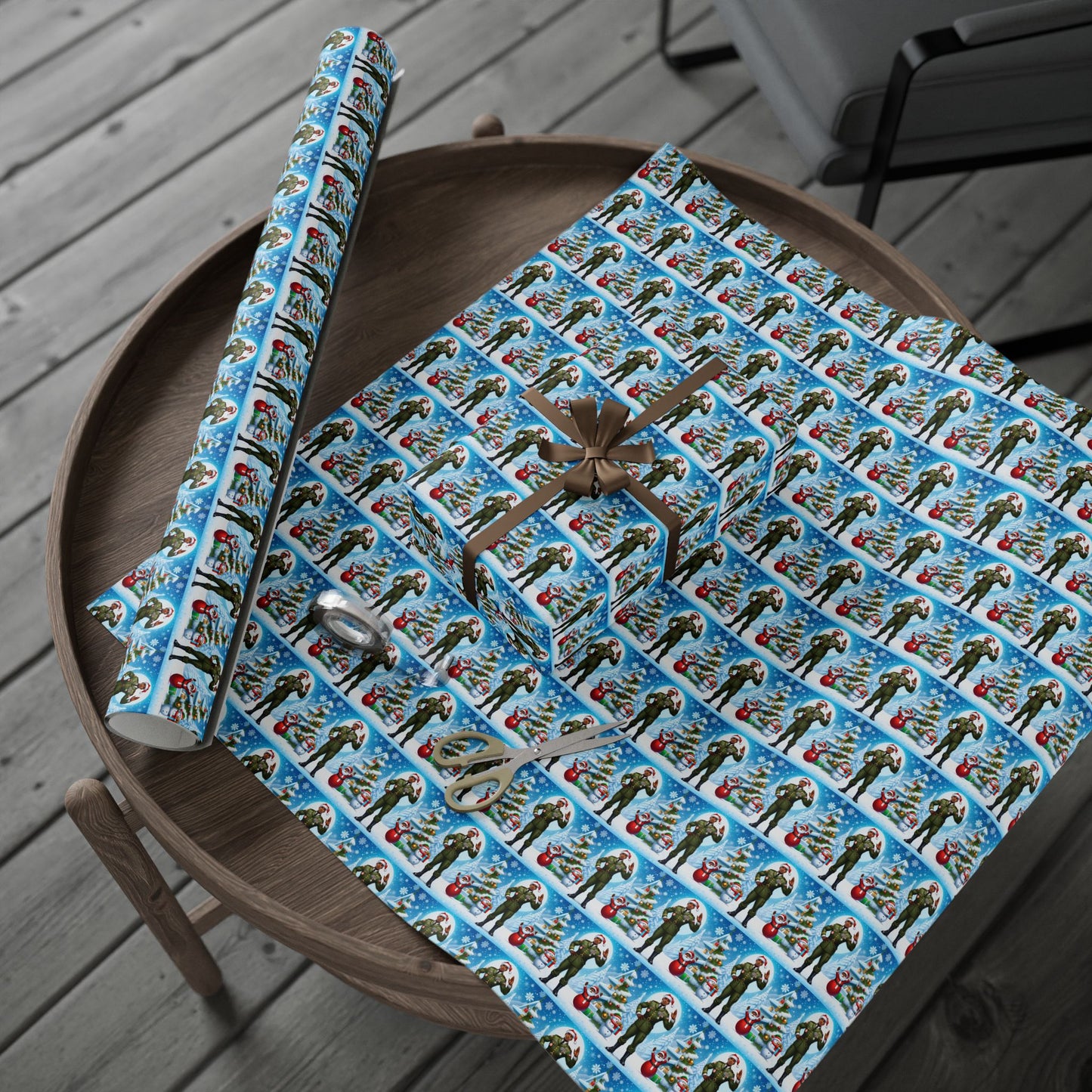 Military Man Wrapping Papers