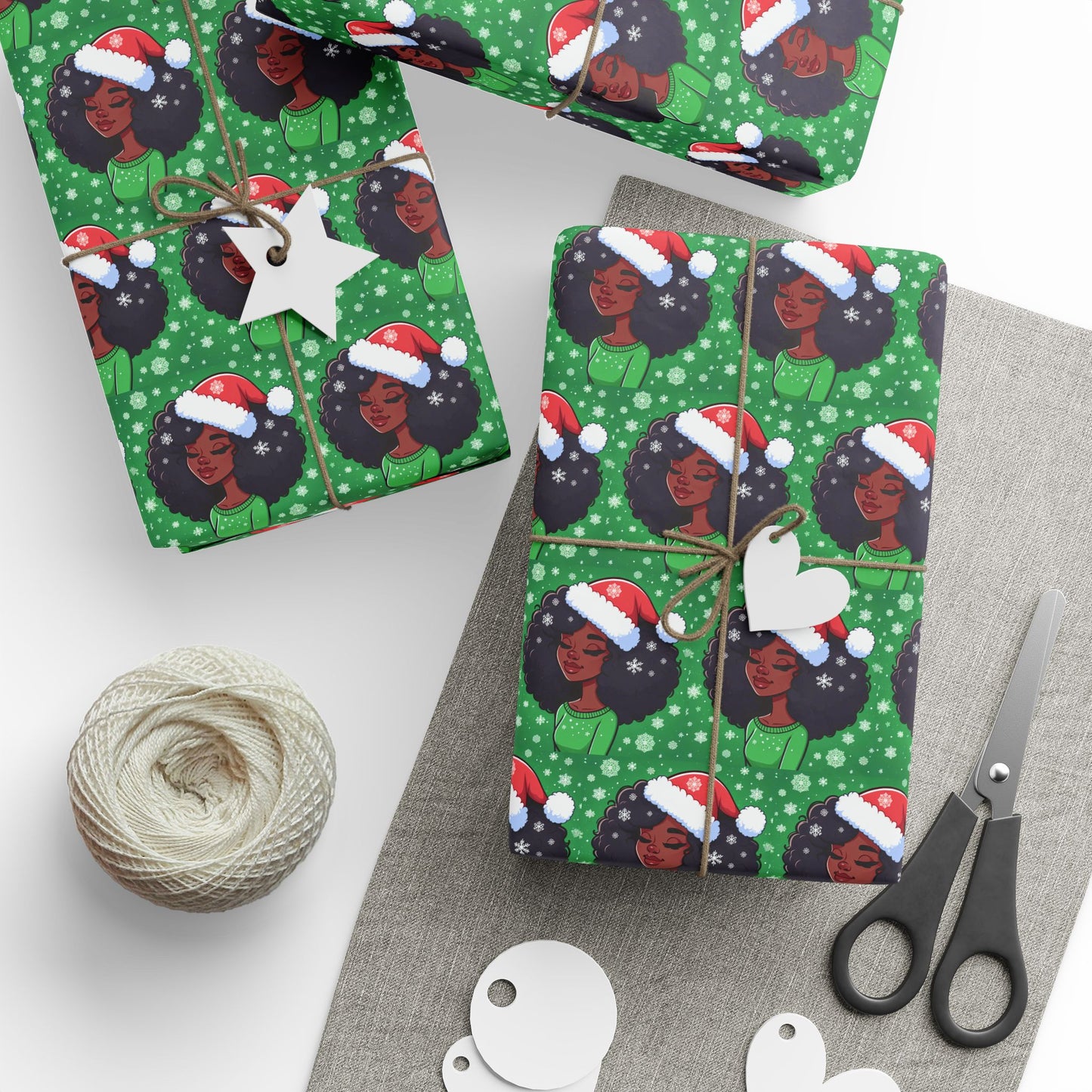 Woman Wrapping Papers